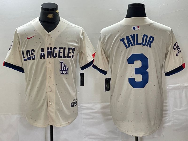 Men Los Angeles Dodgers #3 Taylor Cream Fashion Nike Game MLB Jersey style 5->los angeles dodgers->MLB Jersey